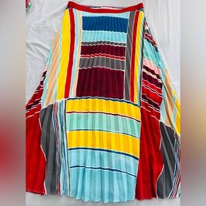 LOFT Multicolor Pleated A-Line Skirt